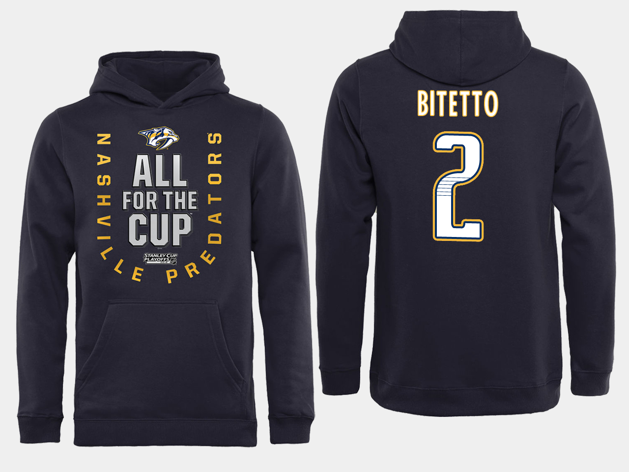 Men NHL Adidas Nashville Predators #2 Bitetto black ALL for the Cup hoodie->nashville predators->NHL Jersey